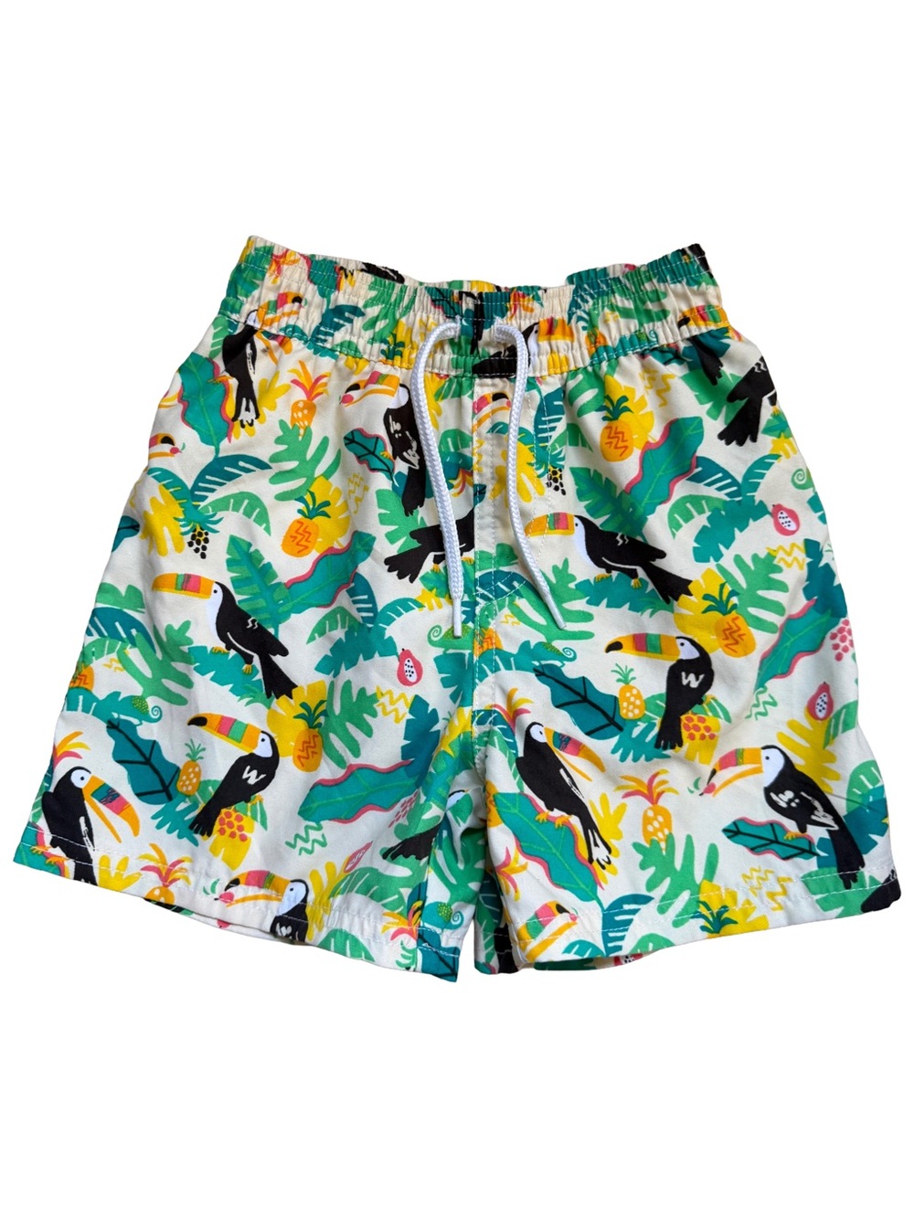 Floatimini Boys 3T Tropical Toucan Swim Trunks Mesh Lined Pineapple Beach Shorts